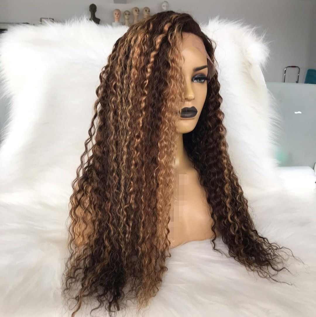 Piano Color Ombre Highlight Wet and Wavy Transparent Lace Front Wigs Human Hair - Estelle Wig