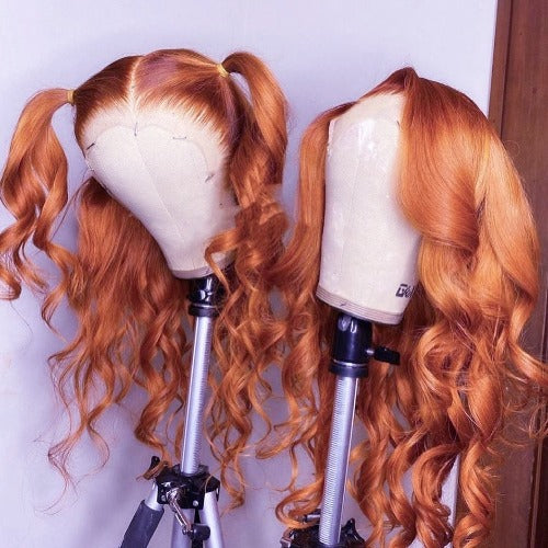 Ginger orange Color Lace Frontal Wig Wavy - Estelle Wig