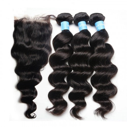 3 Bundles Exotic Wave Hair with 4x4 Lace Closure a Lot - Estelle Wig