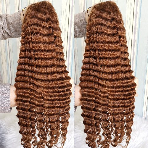 180% Density Honey Blonde Transparent Lace Front Wigs Human Hair Deep Wave by Estelle Wig - Estelle Wig