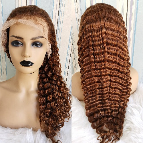 180% Density Honey Blonde Transparent Lace Front Wigs Human Hair Deep Wave by Estelle Wig - Estelle Wig