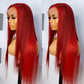 HD Transparent Red Color Lace Frontal Wig Straight - Estelle Wig