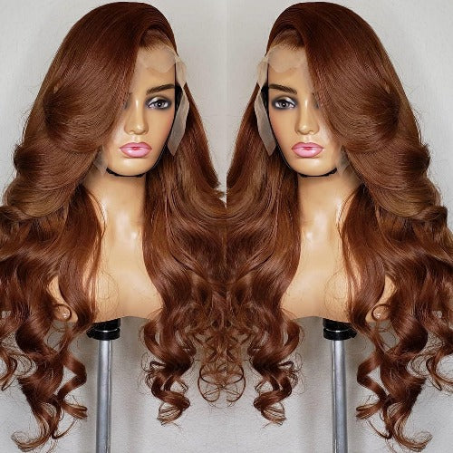 Fall Color Wig Color 30 Chestnut Brown Color 13x4 Lace Frontal Wavy Wig - Estelle Wig