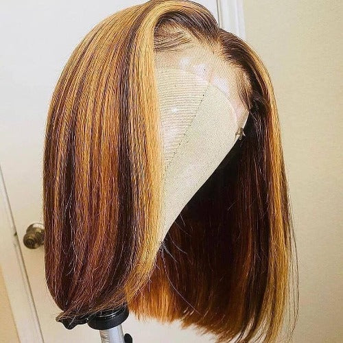 Piano Color Ombre Highlight Lace Frontal Wig Bob Straight - Estelle Wig